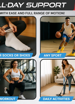 Sleeve Stars Ankle Brace for Women & Men, Ankle Wrap for Sprain, Compression Sleeve for Plantar Fasciitis Relief, Easy Customizable Support: w/ Removable Strap (Single/M:10"-12"/Black)