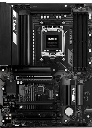 ASRock X870 Pro-A WiFi ATX Motherboard - AMD AM5 Ryzen 9000/8000/7000, DDR5 8000+(OC), PCIe 5.0, Dual USB4 Type-C, Wi-Fi 7, 2.5GbE