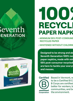 Seventh Generation Lunch Napkin, White Color, 1-ply, 250-Count Packs (Pack of 12)
