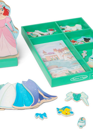 Melissa & Doug Disney Princess Ariel Magnetic Dress-Up Wooden Doll Pretend Play Set (30+ Pieces)