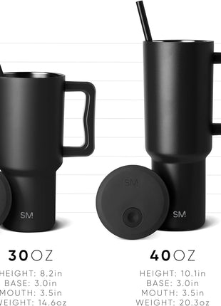 Simple Modern 40 oz Trek Tumbler with Handle and Straw Lid | Cup Holder Friendly Insulated Stainless Steel Travel Mug | Almond Birch