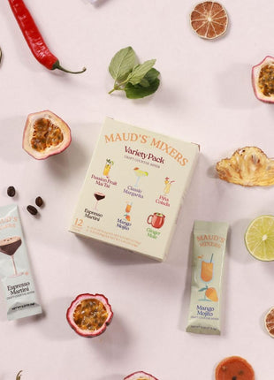 Maud's Mixers Variety Pack Cocktail Mix, 12 ct, Mocktail Non-Alcoholic Drinks - Made with Real Agave - Low Calorie, Low Sugar, Easy to Mix