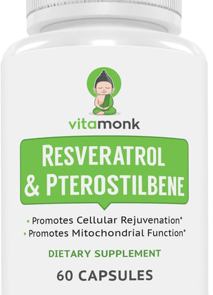 VitaMonk Quercetin & Resveratrol with Pterostilbene - Immune, Antioxidant & Healthy Aging Support - Quercetin 500mg, Bromelain, Trans-Resveratrol