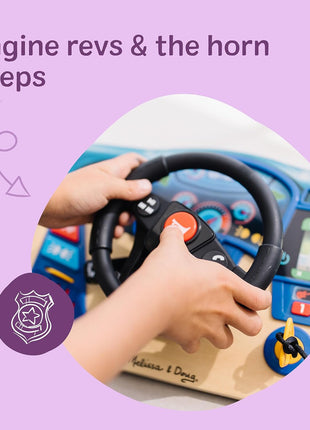 Melissa & Doug Vroom & Zoom, Interactive Wooden Dashboard, Racing Car Steering Wheel Toy, Lights & Sounds, Preschool Learning Toys for Girls & Boys 3+ - FSC Certified