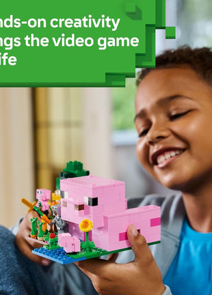 LEGO Minecraft The Baby Pig House Toy Figures and Playset - Building Minecraft Toy for Kids, Boys and Girls, Ages 7+ - Gift for Birthdays - with 2 Minifigures for Pretend Play - 21268