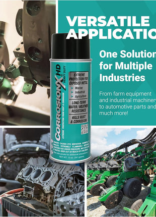 CorrosionX Heavy Duty Anti Rust Spray, Dripless Self-Healing Corrosion Inhibitor with Waterproof Barrier for Marine, Agricultural & Industrial Equipment in Harsh, Saltwater Environments, 12oz Aerosol