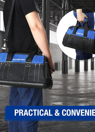 WORKPRO 16-inch Wide Mouth Tool Bag with Water Proof Molded Base