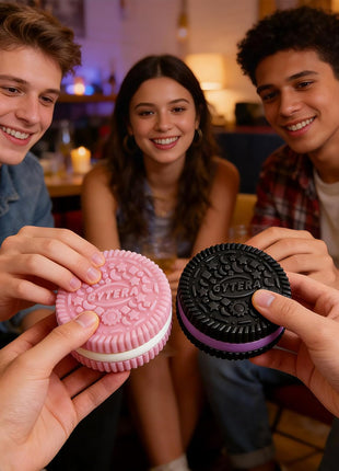 Gytera Sticky Cookie Squishies Fidget Toys Adults, Squeeze Toys Sensory Toys with Autism, Stress Balls for Adults Fidgets Birthday Gifts Party Favors (2 Pack Pink Black)