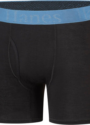 Hanes Ultimate Boys' Originals SuperSoft Boxer Brief Underwear, Viscose from Bamboo Fabric, Black, 5-Pack