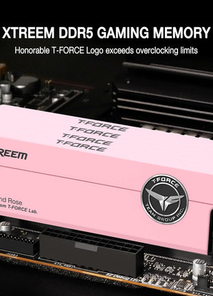 TEAMGROUP T-Force XTREEM DDR5 Ram 48GB (2x24GB) 7600MHz PC5-60800 CL36 M-DIE Desktop Memory Module Ram for Intel XMP 3.0 & AMD Expo Compatible Pink FFPD548G7600HC36EDC01