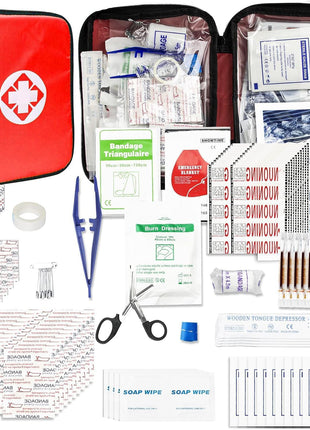 Travel-First Aid-Kit Car-Home 300PCS Survival-Kit Outdoor-Adventure - Small Portable Red Emergency Essential Sets Office Hiking Camping Business Public Must Have First Aid Gear Equipment 1st Aid