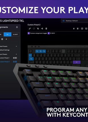 Logitech G515 Lightspeed TKL Low Profile Wireless Gaming Keyboard, LIGHTSYNC RGB, Thin Tenkeyless Design, PBT Keycaps, Tactile (Brown) Mechanical Switches - Black