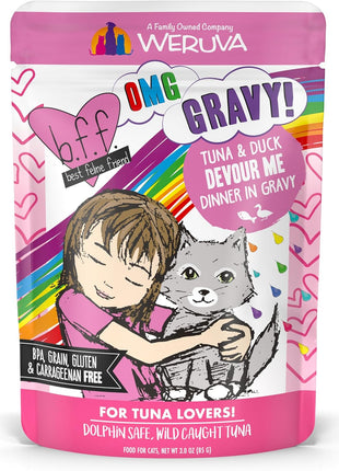 Weruva B.F.F. OMG - Best Feline Friend Oh My Gravy!, Rainbow A Gogo Variety Pack! Cat Food, 3oz Pouch (Pack of 12)