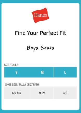 Hanes Boys' Socks Pack, Double Tough Moisture Wicking Ankle, Crew, No Show Socks, 12 & 14 Pair Packs