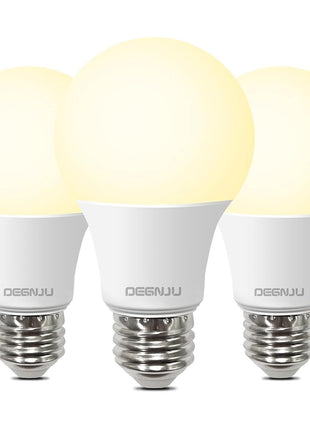 DEGNJU A19 LED Light Bulbs, 60 Watt Equivalent LED Bulbs, Soft White 2700K, 800 Lumens, E26 Standard Base, Non-Dimmable, 8W Warm White LED Bulbs for Bedroom Living Room, 3 Pack