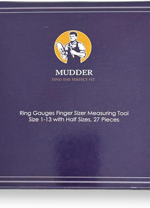 Mudder Stainless Steel Ring Gauges Finger Sizer Professional Measuring Ring Tool, Size 1-13 with Half Size, 27 Pcs