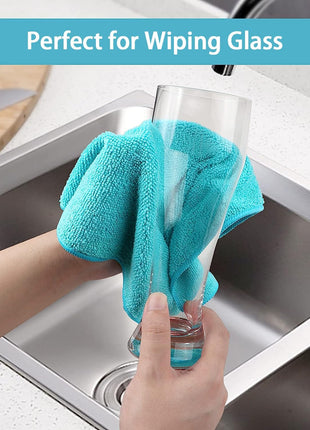 HOMExCEL Microfiber Cleaning Cloth,12 Pack Cleaning Rags, Cleaning Towels with 4 Color Assorted, 11.5 inchx11.5 inch(Green/Blue/Yellow/Pink)