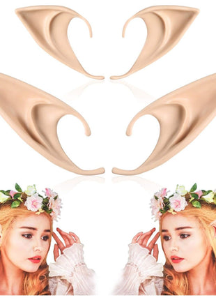 FRESHME Fairy Pixie Elf Ears - Short and Long Style Cosplay Pointed Silicone Ears Halloween Costume Renaissance Accessories Vampire Ears Christmas Dress Up Makeup Party Fairycore Accessories