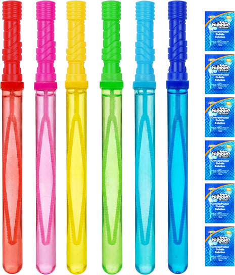 JOYIN 14.6'' Big Bubble Wands for Kids, 6 PCS Bubble Wand with Refill Solution for Summer Toy Party Favor, Outdoors Toy Activity, Easter Basket Stuffers, Birthday Gift