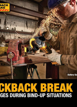 DEWALT 20V MAX* Angle Grinder Tool Cordless Brushless, 4 1/2 Inch, with Paddle Switch and Kickback Brake, Tool Only (DCG413B)