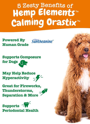 Zesty Paws OraStix for Dogs - Calming Dental Sticks for Stress with Hemp Melatonin Chamomile Dog Healthy Teeth and Gums Calm Composure for Fireworks and Thunderstorms - 25oz (Pack of 2)