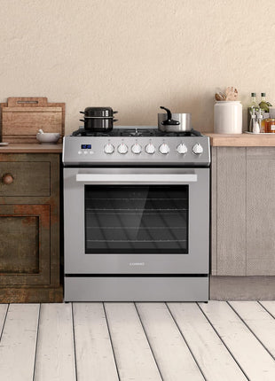 COSMO COS-305AGC 30 in. 5.0 cu. ft. Freestanding Single Oven Gas Range with 5 Burner Cooktop and Heavy Duty Cast Iron Grates in Stainless Steel