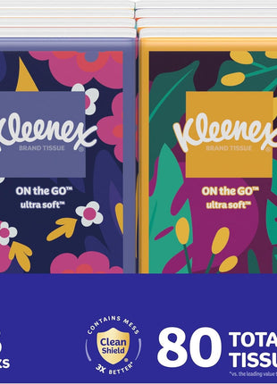 Kleenex On-The-Go Facial Tissues, 8 Travel Packs, 10 Tissues per Pack