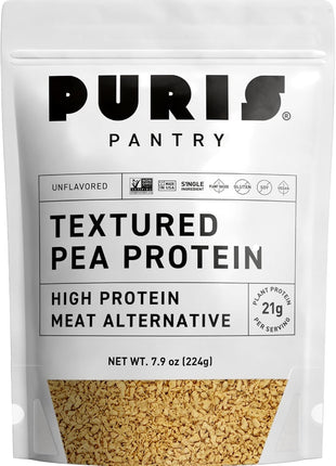 PURIS Pantry Textured Pea Protein, Unflavored Meatless Vegetable Crumbles, Soy Free, Shelf-Stable, Gluten Free, 21g of Protein, Plant-Based Vegan Meat Substitute, Equivalent to 1.5 Pounds Ground Beef