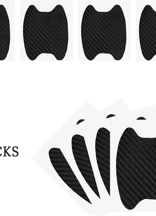 4PCS Sticker, Carbon Fiber Anti-Scratches Car Door Cup Protector, Non-Marking Auto Door Handle Protective Film, Universal for Most Car Handles (Black/4PCS)
