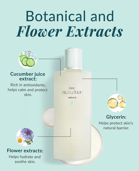 DHC Mild Lotion II, Ultra Hydrating Face Toner, Dry Skin, Alcohol-Free, 4oz | Reduces Dryness and Dehydration, Preps Skin to Absorb Skincare, Calms and Soothes Sensitive Skin, Fragrance and Colorant Free