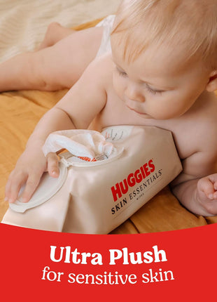 Huggies Skin Essentials Baby Wipes, Hypoallergenic, 99% Water, 10 Flip Top Packs (560 Wipes Total)