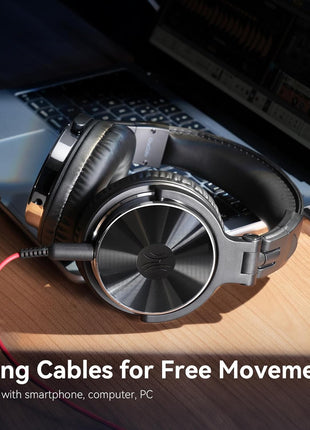 OneOdio Wired Over Ear Headphones Hi-Res Studio Monitor & Mixing DJ Stereo Headsets with 50mm Drivers and 1/4 to 3.5mm Jack for AMP Computer Recording Podcast Keyboard Guitar Laptop - Black