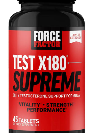 Force Factor Test X180 Supreme, Testosterone Booster for Men | Enhance Performance, Lower Estrogen, Support Muscle & Strength, Boost Male Vitality, 45 Tablets