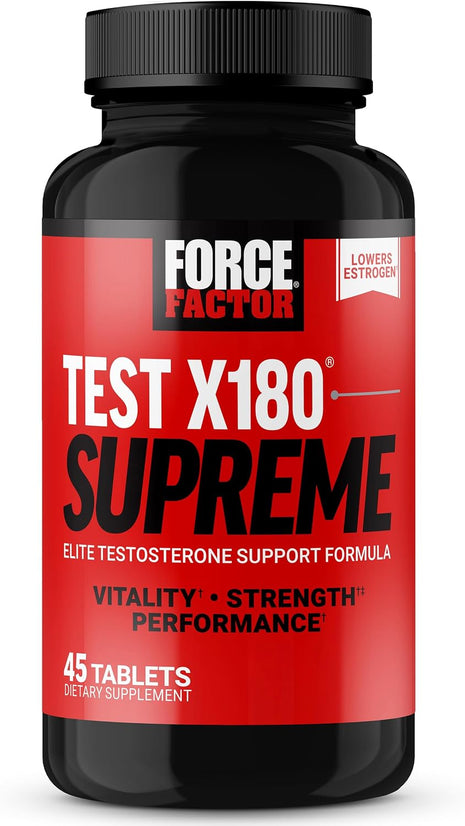 Force Factor Test X180 Supreme, Testosterone Booster for Men | Enhance Performance, Lower Estrogen, Support Muscle & Strength, Boost Male Vitality, 45 Tablets