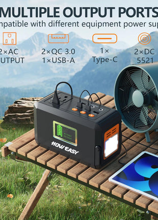 HOWEASY Portable Power Station,120W(240W Peak) Solar Generator,88Wh Lithium Battery Power with 110V AC Outlet/DC/USB/LED Light for Outdoor Camping Trip Hunting Emergency(Solar Panel Optional)