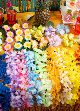 Joyin Toy 36 Counts Hawaiian Leis Bulk, Tropical Flower Lei Hawaiian Lei Beach Hawaii Luau Party Favors Decoration Birthday Party Supplies(3 Dozen)
