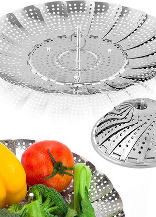Vegetable Steamer Basket, Premium Stainless Steel Veggie Steamer Basket   Folding Expandable Steamers to Fits Various Size Pot Small by SAYFINE (5.5 inch to 9.2 inch)