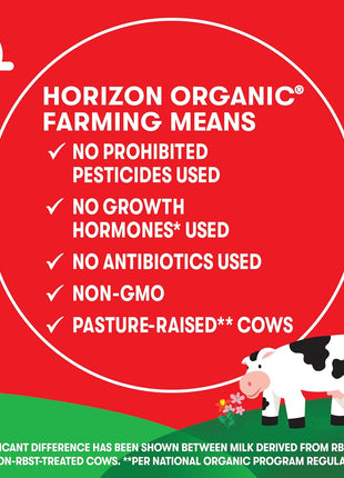 Horizon Organic Shelf Stable 1% Lowfat Chocolate Milk Boxes, 8 fl oz, 18 Count - 8g Protein per Serving, USDA Organic, Ready to Drink for Lunchbox, Travel, or On-the-Go, No Refrigeration Needed