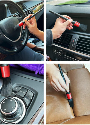 10pcs Auto Car Detailing Brush Set Car Interior Cleaning Kit Includes 5 Boar Hair Detail Brush,3 Wire Brush, 2 Air Vent Brush for Cleaning Car Interior Exterior, Dashboard Engines Leather Wheel