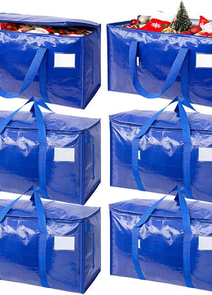 TICONN 6 Pack Extra Large Moving Bags Heavy Duty with Zippers & Carrying Handles, Durable Storage Bags Moving Boxes for Closet Organizers and Storage (6 Pack, Blue)