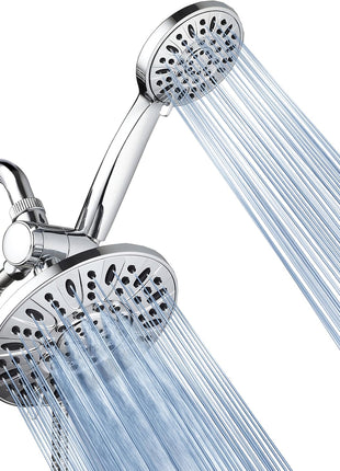 AquaDance 7 inch Premium High Pressure 3-Way Rainfall Combo for The Best of Both Worlds - Enjoy Luxurious Rain Showerhead and 6-Setting Hand Held Shower Separately or Together - Chrome Finish - 3328