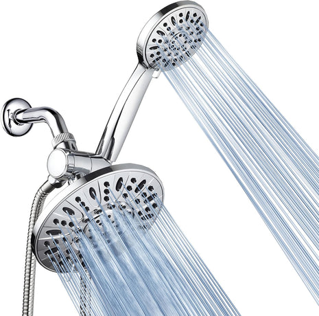 AquaDance 7 inch Premium High Pressure 3-Way Rainfall Combo for The Best of Both Worlds - Enjoy Luxurious Rain Showerhead and 6-Setting Hand Held Shower Separately or Together - Chrome Finish - 3328
