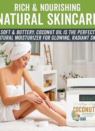 Viva Naturals Organic Coconut Oil, 16 fl oz – Unrefined, Cold-Pressed Extra Virgin Coconut Oil, USDA Organic & Non-GMO, Natural Cooking Oil, Hair Oil & Skin Oil