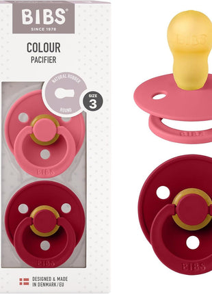 BIBS Pacifiers Colour Collection | Natural Rubber Baby Pacifier | Set of 2 BPA-Free Soothers | Made in Denmark | 0+ Months (Pack of 2) | Dusty Blue/Steel Blue