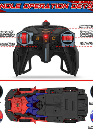 BLUEJAY Transform Rc Cars for Boys 4-7 8-12, 2.4Ghz Remote Control Car 1:18 Scale Transforming Robot, One-Button Deformation 360° Rotation Car Toy Gifts for Boys 3-5