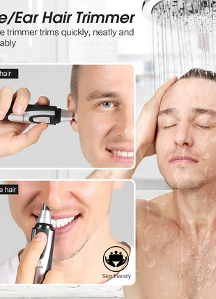 Ear and Nose Hair Trimmer Clipper - 2026 Professional Painless Eyebrow & Facial Hair Trimmer for Men Women,Battery-Operated Trimmer with IPX7 Waterproof,Dual Edge Blades for Easy Cleansing Black