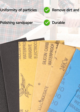Sandpaper 150 Grit, Wet Dry Sand Paper 9 x 3.6 Inch | 21 Sheets, for Wood Metal Automotive Sanding and Smoothing, Coarse