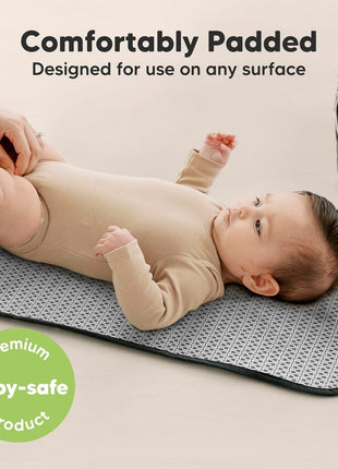 KeaBabies Portable Diaper Changing Pad, Easy Wipe Clean, 25x13 (Black Geo) | Foldable Waterproof Baby Changing Mat for Diaper Bag, Compact, Lightweight, Newborn, Infant, Baby Changer Travel Essential