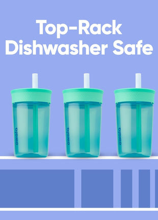 Owala Tumbler Kids Plastic Water Bottle 15 oz Blues | Spill-Resistant Lid | Reusable Straw | Cup-Holder Friendly | BPA, Lead, and Phthalate-Free
