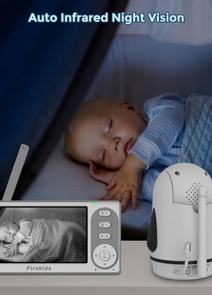 Split-Screen Baby Monitor with 2 Cameras No WiFi, 30H Battery, Pan-Tilt-Zoom, Monitor para bebés with Night Vision, 2-Way Audio, Room Temp Sensor, Lullaby, Plug & Play - Ideal for Travel
